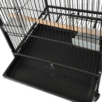 Vente en gros de cage à oiseaux de luxe, grande capacité, en métal noir, 4 roues, pour perroquet, canari, ara, perruche, oiseaux de compagnie