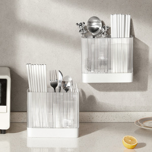 HeDou Wall Mounted Chopstick Holder Square See Through Multipurpose Draining Rack - Product Image 3