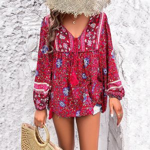 Camicetta Bohemien da <span class=keywords><strong>Donna</strong></span> <span class=keywords><strong>in</strong></span> Rayon di Alta Qualità 2026, Stampa Floreale, Manica Lunga, Scollo a V, Casual Estiva <span class=keywords><strong>in</strong></span> <span class=keywords><strong>Viscosa</strong></span> - Vendita Calda <span class=keywords><strong>in</strong></span> Australia - Product Image 1