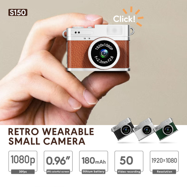 Vlogging Photo Mini Keychain Camera Small Retro Snap 1080P Tiny Digital Camera Vintage Pocket Video Recorder for Travel Study
