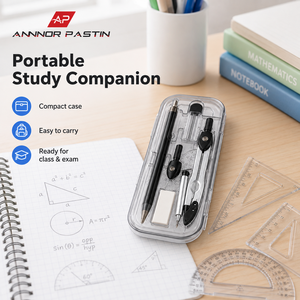 Kit di Strumenti per Disegno Tecnico con Righello e Compasso, Set per Matematica e <span class=keywords><strong>Geometria</strong></span> in Plastica e Metallo per Studenti - Product Image 3