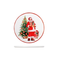 Sous-plat de Noël en céramique motif Père Noël, arbre et cadeaux pour la décoration de table des fêtes