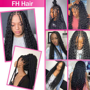 شعر بشري طبيعي غير معالج من FH، تموجات عميقة للضفائر، شعر بوهو للضفائر بدون لحمة، وصلات شعر بشري للضفائر - Product Image 6