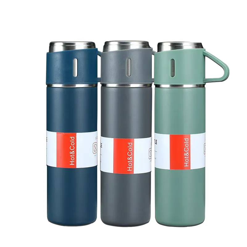 500ml business gift travel mug cup Custom Gift Logo 304 Stainless Steel vacuum flask Thermal Bottle And Cups with Gift Box