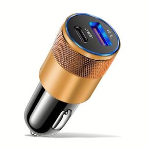 Chargeur de téléphone promotionnel à charge rapide, double port USB Type C PD QC 3.0, mini adaptateur rapide QC3.0 LED Type-C 20W 38W pour voiture - Product Image 1