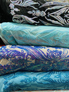 Chất Lượng Cao Sang Trọng Beyonce Thiết Kế Neon Màu Xanh Lá Cây Sequin 4way Stretch Thêu <span class=keywords><strong>Sequins</strong></span> Ren Vải Cho Cộng Với Kích Thước Của Phụ Nữ Dresses - Product Image 6