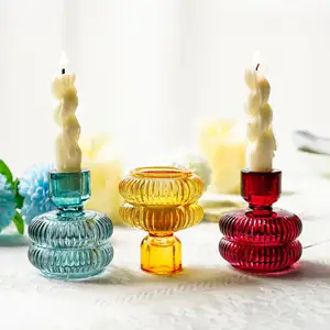 Vetro di cristallo conico chiaro candelabro porta candele per il tavolo di nozze pranzo evento e festa tasso a buon mercato India fornitore