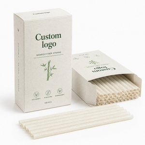Pajitas rectas compostables impresas personalizadas, biodegradables, de bambú vegetal, desechables, para restaurantes y tiendas de bebidas. - Product Image 1