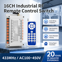 Sakelar Remote Control RF Industri 16CH AC 100-450V 433MHz Penerima Relay Nirkabel 10A Pengontrol Rel DIN Modul Koneksi Cepat