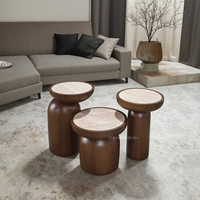 Ensemble de meubles de salon extensible de style moderne nordique minimaliste, table basse et table d'appoint en bois massif travertin