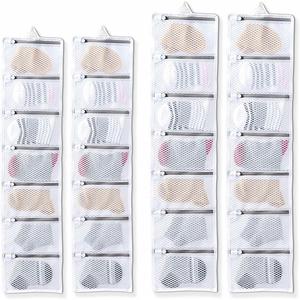 Sac à linge suspendu en filet, multi-compartiments, pliable, pour chaussettes, sous-vêtements, organiseur de linge de voyage avec poignée - Product Image 2