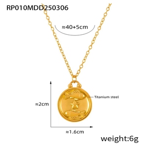 Collana con Ciondolo dei 12 Segni Zodiacali in Acciaio Inossidabile Placcato Oro 18K per Donne - Product Image 6