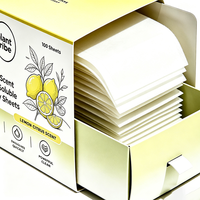Feuilles de lessive parfum citron, portables, dissolvables, nettoyage en profondeur, papier de lessive aux agrumes frais