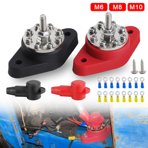 Borniers de câblage rouges et noirs M6 M8 M10 pour systèmes électriques de camping-cars, yachts et bateaux - Product Image 3
