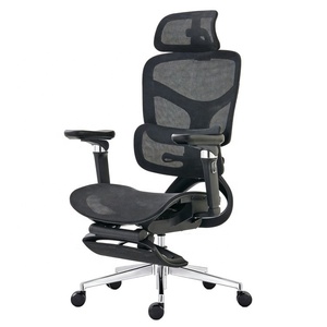 Chaise de bureau ergonomique en maille 5D avec accoudoirs, roulettes, dossier inclinable et réglable, et repose-pieds - Product Image 3