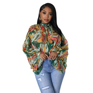 Hot <span class=keywords><strong>Sale</strong></span> 2026 Blus Wanita Seksi Model Draped Lengan Panjang Berbahan Chiffon Bermotif dengan Tali di Bagian Depan untuk Wanita - Product Image 6