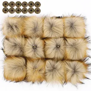 Fluffy wholesale faux fox animal fur pompoms Fluffy faux raccoon fur pom pom ball for shoes