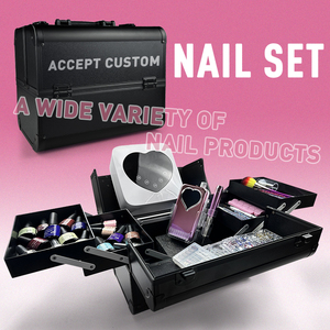 Kit de vernis à ongles en gel à marque privée avec mini lampe UV en forme de cœur, outils de manucure de style japonais, double ensemble en plastique pour usage domestique DIY - Product Image 1