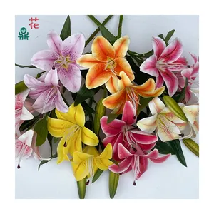 Twig 2 Lily High Quality Tiger Blue Home Interior Decoration Silk Flowers Commercial Beauty Chen Arrangement Artificial Flowers