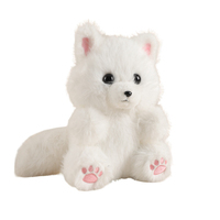 Peluche personnalisée/OEM en forme de renard arctique moelleux, adorable animal en peluche renard blanc avec empreintes de pattes roses