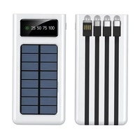 Vente en gros ultra-mince 10000 Mah banque de charge solaire quatre fils portable 10W sortie alimentation mobile avec micro USB transfrontalière