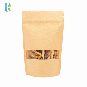 Bolsas de papel Kraft marrón <span class=keywords><strong>biodegradable</strong></span>, bolsa de comida, bolsa de pie con cierre de cremallera con ventana, embalaje de fideos - Product Image 4