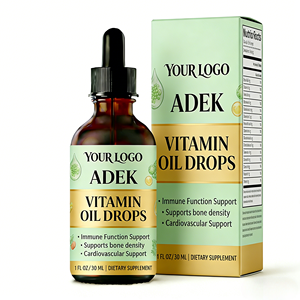 Gouttes personnalisées de vitamines <span class=keywords><strong>ADEK</strong></span> à base d'huile MCT, fabricant OEM de compléments alimentaires GMP, soutien de la densité osseuse, de la fonction immunitaire et cardiovasculaire - Product Image 1