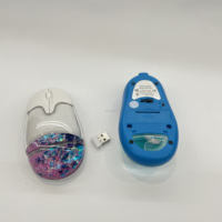 Souris filaire USB personnalisable en acrylique fantaisie avec liquide aquatique, motif animal, forme ovale, multicolores