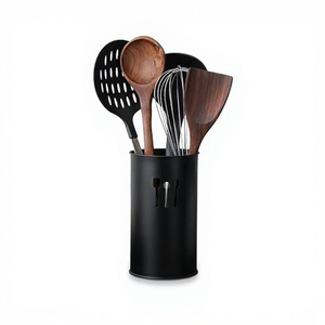 Support de rangement minimaliste cylindrique en métal pour ustensiles de cuisine, pour cuillères, fouets, spatules, durable - Product Image 2