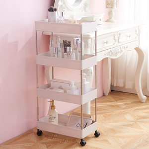 Multi-usages Blanc Amovible Stockage Boîte De Rangement En <span class=keywords><strong>Plastique</strong></span> Plateau de salle de Bain en bambou Avec Roues - Product Image 2
