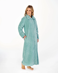Accappatoio da donna in pile waffle di lusso, casual, 52 pollici, con bottoni, tinta unita, morbido e caldo, invernale, per adulti, ODM - Product Image 1