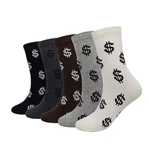 New men's tube creative dollar socks autumn and winter men's socks cheap cotton white printed sock men