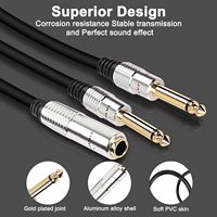 Câble adaptateur femelle stéréo 6.35mm 1/4 TRS vers double 6.35mm 1/4 TS avec connecteur XLR 5mm de diamètre extérieur 1m/50CM de longueur