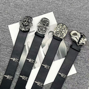 Cintura intrecciata in lega intagliata in stile Cro con fibbia a teschio, design per coppie, ispirata alle celebrità, stile Dark Punk Gothic, da uomo e da <span class=keywords><strong>donna</strong></span> - Product Image 3