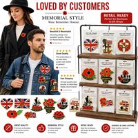 Lot de patchs brodés thermocollants et à coudre, motifs Coquelicot, Union Jack, Croix et drapeau rouge, pour couronnes commémoratives