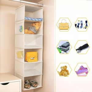 6 Shelf Hanging Closet Organizer 1 Pack With Side Pockets For Clothes <b>Shoes</b> <b>Storage</b> Behind Door Wall Hook Type Fabric Non Woven - Product Image 4
