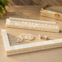 Poussoirs de Mahjong élégants à bords festonnés, texture nacre crème, faits à la main, accessoire de jeu de table de luxe, cadeau