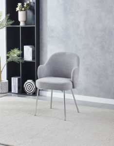 Sedia da Pranzo Imbottita per Hotel e Arredamento Soggiorno Poltrona Grigio Scuro con Gambe in Metallo <span class=keywords><strong>Antracite</strong></span> - Product Image 6