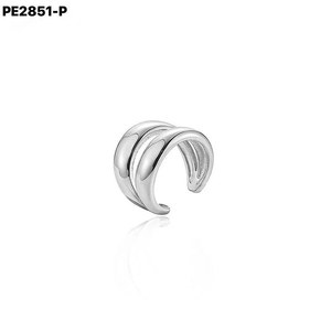 Amy Amy Chunky Double Layer Wide Band <b>Cuff</b> Earring <b>Silver</b> Plated For Women Party Trendy Geometric Style PE2851 - Product Image 1