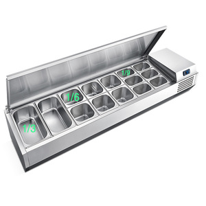 Commercial Refrigeration Workbench 1/3 1/6 1/9 <b>Pan</b> Capacity Cooling Prep Table For Food Service - Product Image 1
