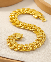 Bracelet à double chaîne épaisse pour homme, tendance géométrique, plaqué or 24 carats, bijoux Z H - Cadeau