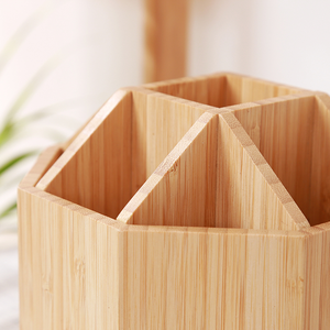 Organisateur de cuisine à 9 compartiments Porte-ustensiles rotatif en bambou - Product Image 3