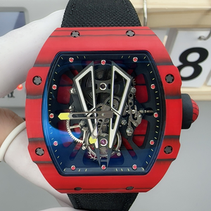 Reloj Mecánico de Lujo Rojo Serie RM con Caja de Fibra de Carbono en Forma de Tonneau, Reloj de Alta Gama para Negocios y Fiestas, Deportivo y Casual - Product Image 5
