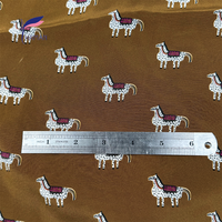 Kain Sutra Murni 100% Tenun Crepe De Chine 16mm 70gsm Motif Unta Cetak Hewan Elastis Ringan Gaun Anak Perempuan Syal Pernikahan