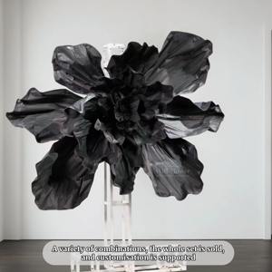 ดอกไม้กระดาษทำมือสีดำขนาดใหญ่ งานศิลปะสามมิติ สำหรับตกแต่งฉากหลังงานแต่งงาน - Product Image 3