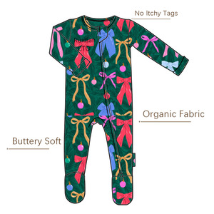Ruidian 18-24 meses mono durmientes <span class=keywords><strong>Navidad</strong></span> tejido infantil Pjs para niños niñas primavera bambú rayón bebé cremallera Footie Pijamas - Product Image 3