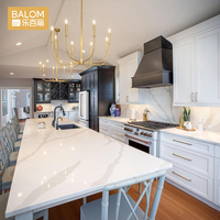 Armoires de cuisine BALOM de style Shaker gris anthracite, modernes et transitoires, avec plan de travail en quartz, fermeture douce, armoires de cuisine personnalisées