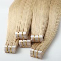 Extensions de cheveux humains vierges russes à double trame avec bandes adhésives, style lisse et ondulé, qualité Remy, pour femmes, vente en gros