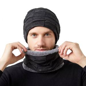 MHK75 Outdoor Riding Ski Unisex Winter Scarf Hat Set <b>Neck</b> <b>Warmer</b> Knit Polyester Lining Thick Beanie Skullie Cap - Product Image 2