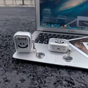 Étui pour AirPods 4ème génération, coque souple tendance électro-plaquée avec smiley, étui pour écouteurs anti-chute - Product Image 4